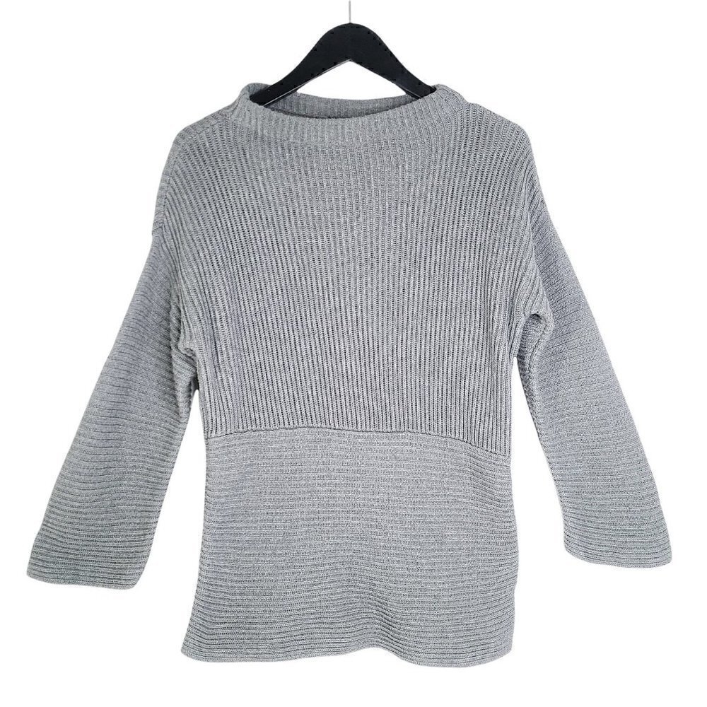 Vince Camuto Gray Ribbed Heavy Knit High Neck Sweater